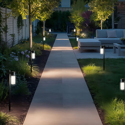 Contemporary Path Light Single Double Head Black Aluminum Glass CRI90 IP65 DC24V 2 Heights