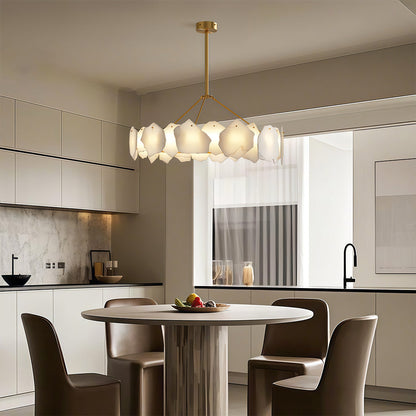 Modern Cloud Stone LED Chandelier with Full Copper Frame for Dining Room and Living Space