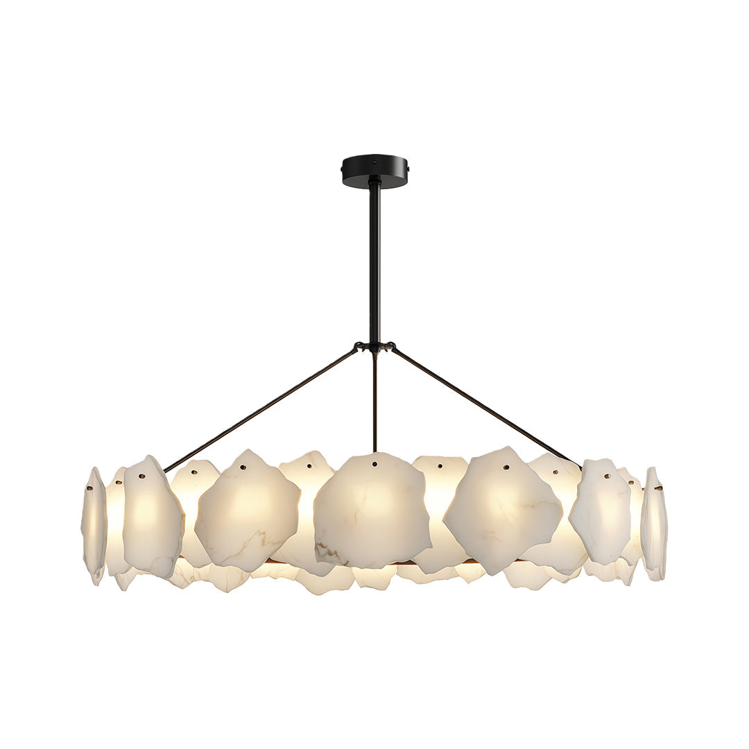 Modern Cloud Stone LED Chandelier with Full Copper Frame for Dining Room and Living Space