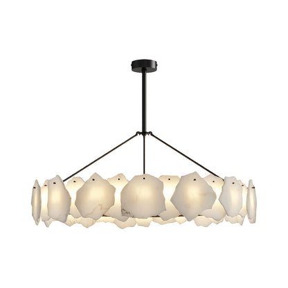 Modern Cloud Stone LED Chandelier with Full Copper Frame for Dining Room and Living Space