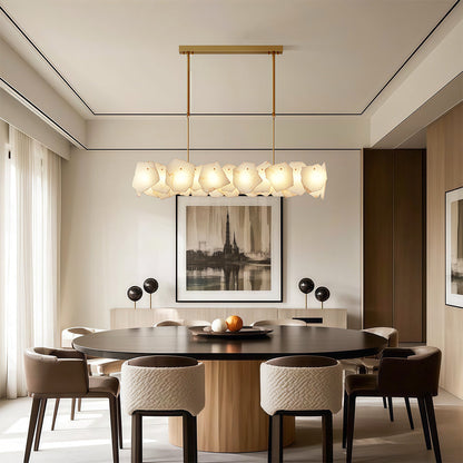 Modern Cloud Stone LED Chandelier with Full Copper Frame for Dining Room and Living Space