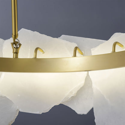 Modern Cloud Stone LED Chandelier with Full Copper Frame for Dining Room and Living Space