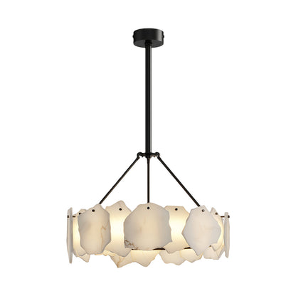 Modern Cloud Stone LED Chandelier with Full Copper Frame for Dining Room and Living Space