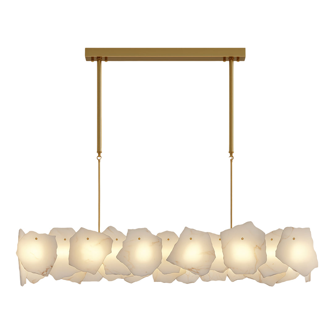Modern Cloud Stone LED Chandelier with Full Copper Frame for Dining Room and Living Space