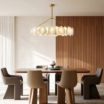 Modern Cloud Stone LED Chandelier with Full Copper Frame for Dining Room and Living Space