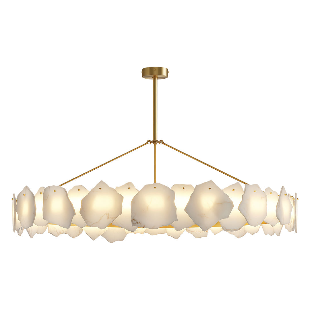 Modern Cloud Stone LED Chandelier with Full Copper Frame for Dining Room and Living Space
