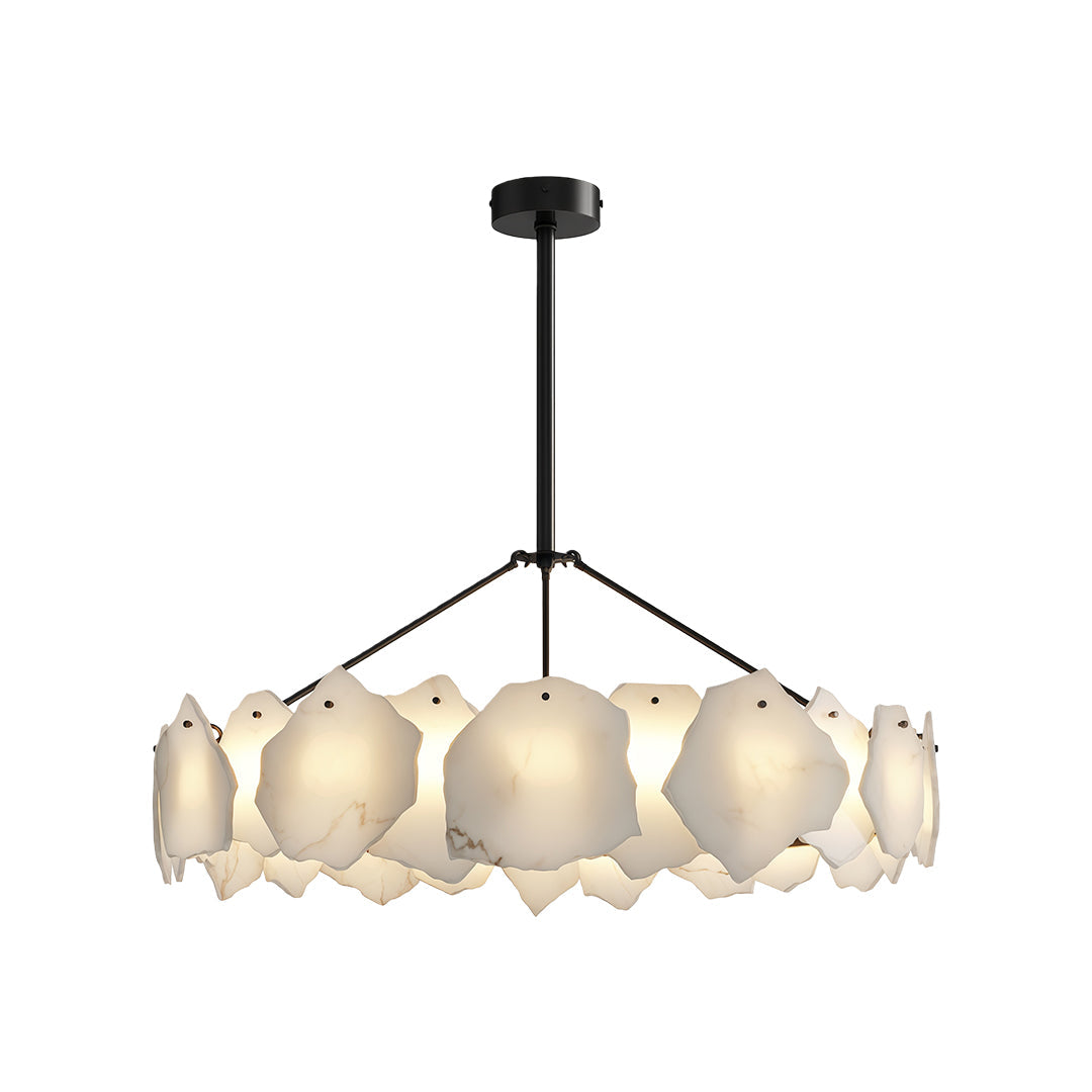 Modern Cloud Stone LED Chandelier with Full Copper Frame for Dining Room and Living Space
