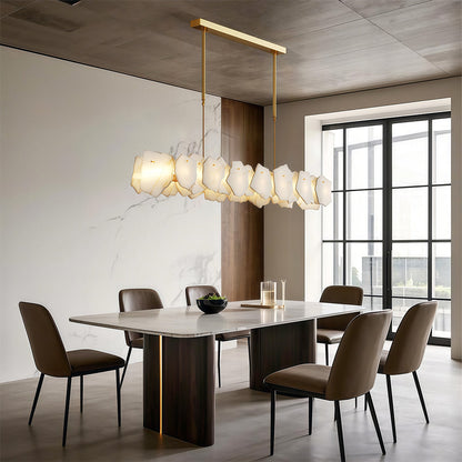 Modern Cloud Stone LED Chandelier with Full Copper Frame for Dining Room and Living Space