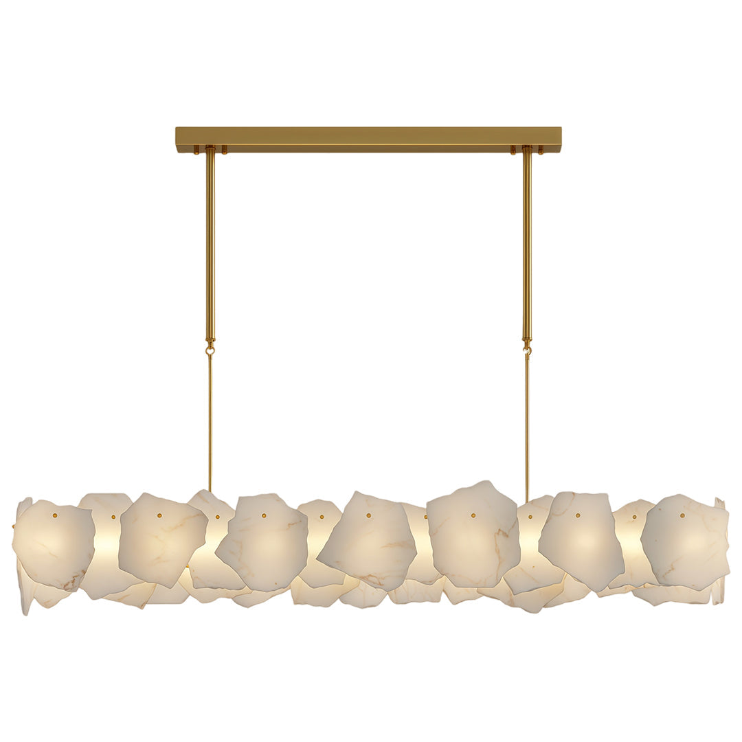 Modern Cloud Stone LED Chandelier with Full Copper Frame for Dining Room and Living Space