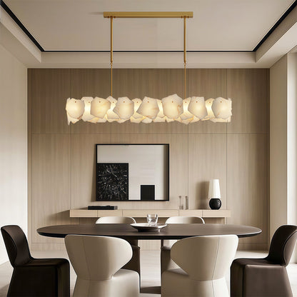 Modern Cloud Stone LED Chandelier with Full Copper Frame for Dining Room and Living Space