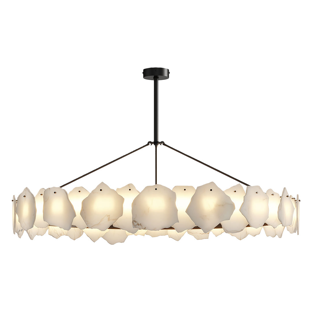 Modern Cloud Stone LED Chandelier with Full Copper Frame for Dining Room and Living Space