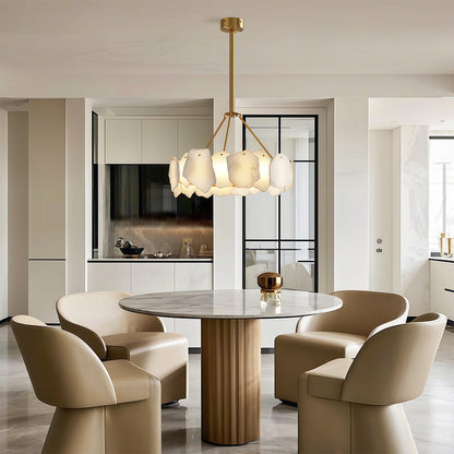 Modern Cloud Stone LED Chandelier with Full Copper Frame for Dining Room and Living Space