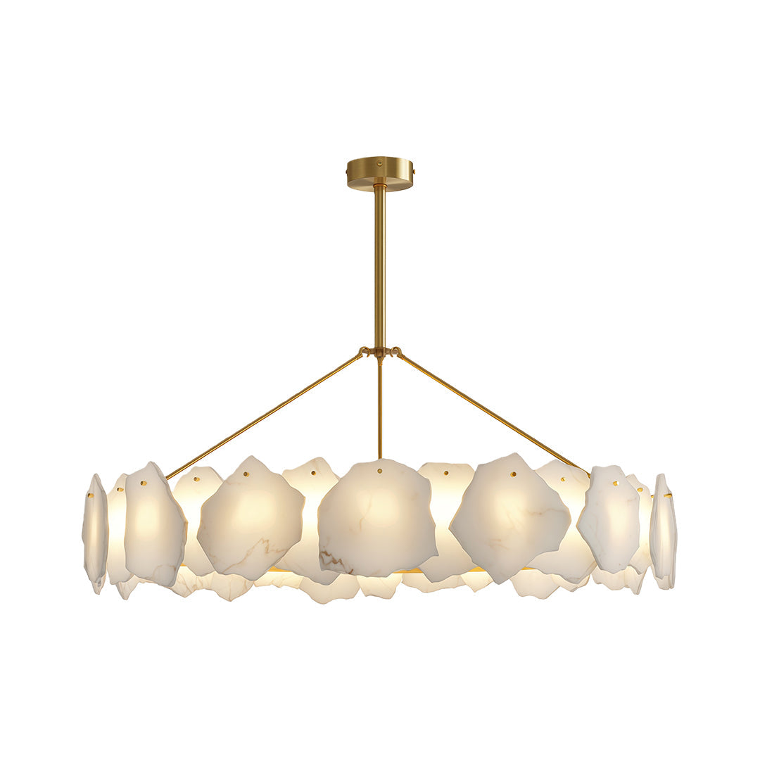 Modern Cloud Stone LED Chandelier with Full Copper Frame for Dining Room and Living Space