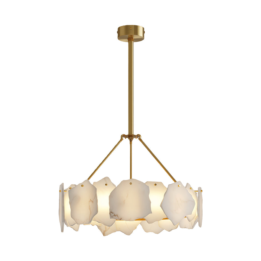 Modern Cloud Stone LED Chandelier with Full Copper Frame for Dining Room and Living Space