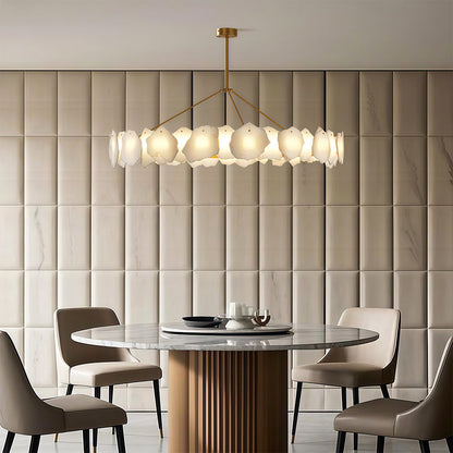 Modern Cloud Stone LED Chandelier with Full Copper Frame for Dining Room and Living Space