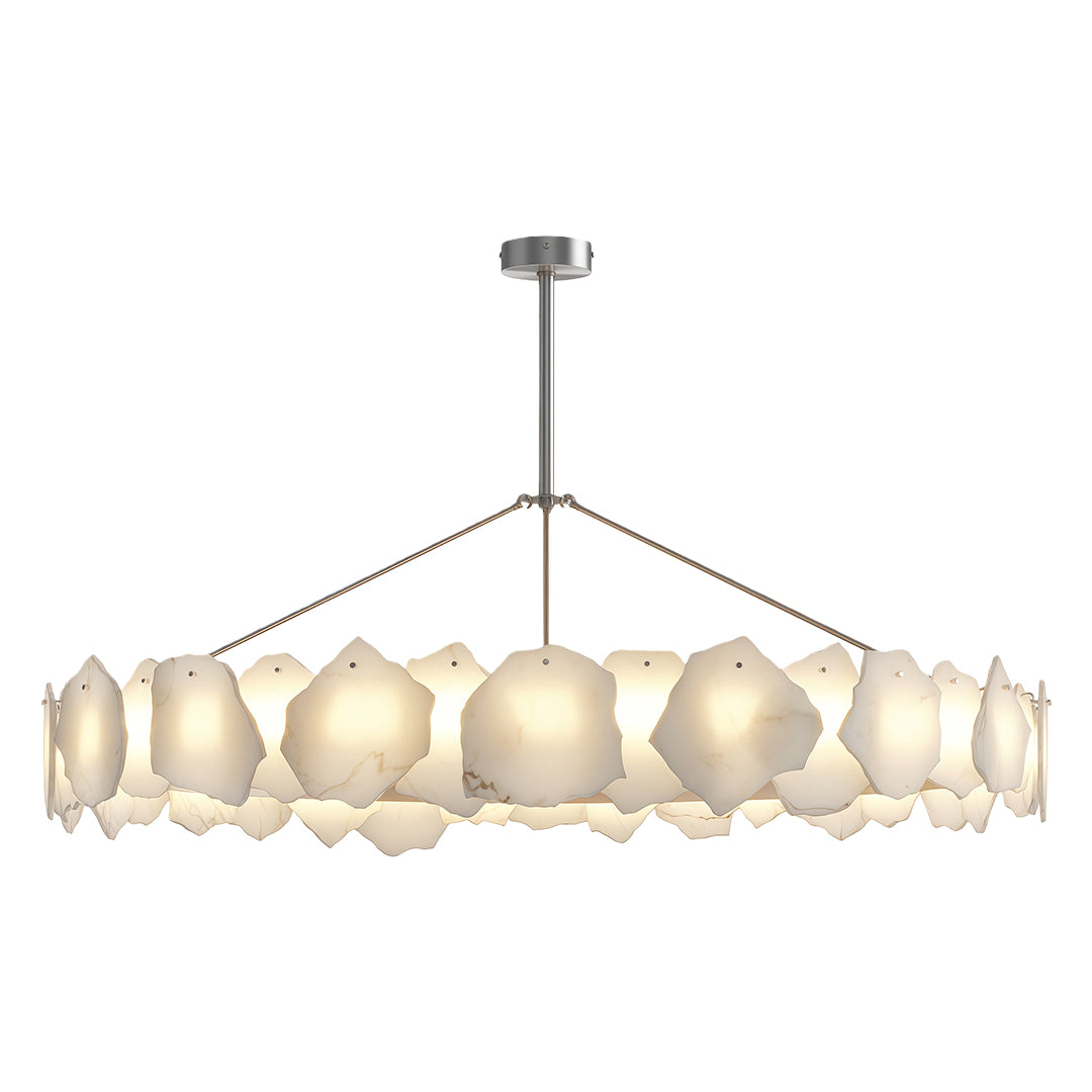 Modern Cloud Stone LED Chandelier with Full Copper Frame for Dining Room and Living Space