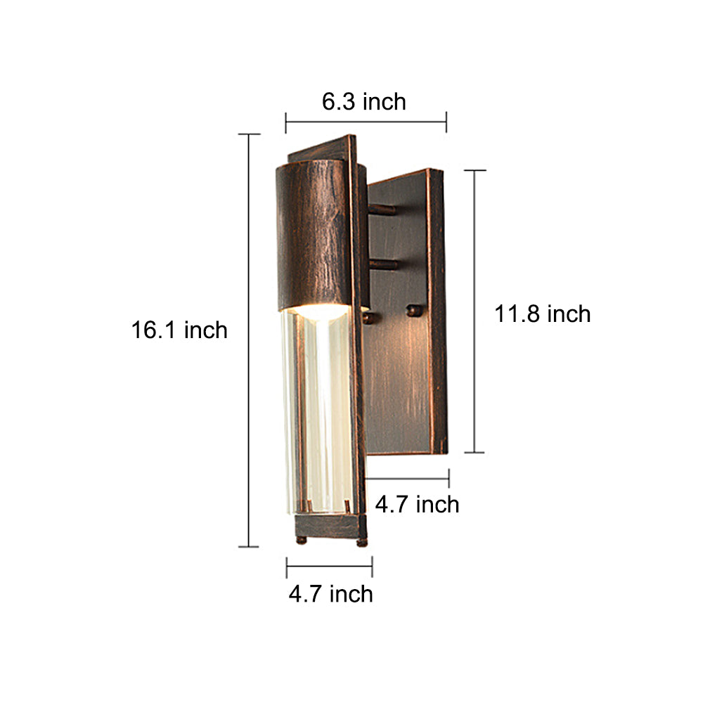 Retro Outdoor Wall Sconce Iron Glass E27 Black or Antique Copper 3000K 110V