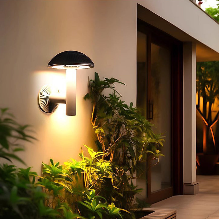 Modern Mushroom LED Outdoor Wall Sconce Aluminum PMMA IP65 9W 2CCT Gray Garden Courtyard Villa
