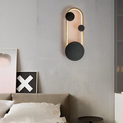 Oval Round LED Wall Sconce Iron Aluminum 3CCT Modern Art Bedroom Living Room Black Gold White