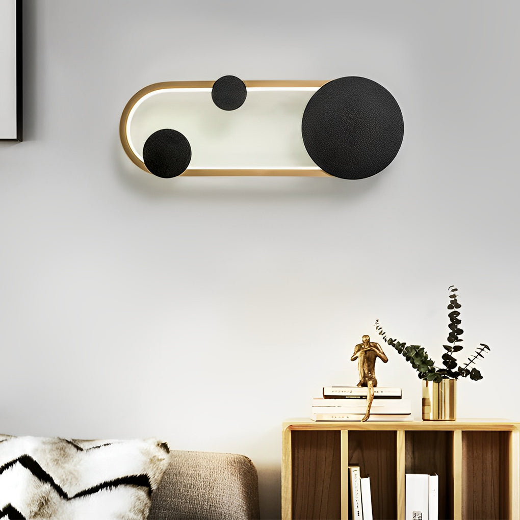 Oval Round LED Wall Sconce Iron Aluminum 3CCT Modern Art Bedroom Living Room Black Gold White