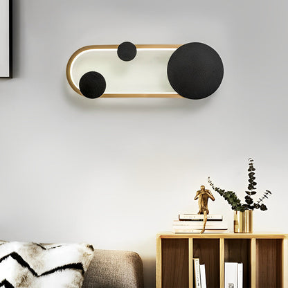 Oval Round LED Wall Sconce Iron Aluminum 3CCT Modern Art Bedroom Living Room Black Gold White