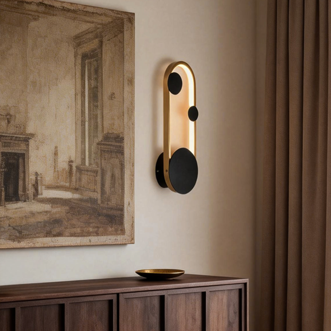 Oval Round LED Wall Sconce Iron Aluminum 3CCT Modern Art Bedroom Living Room Black Gold White
