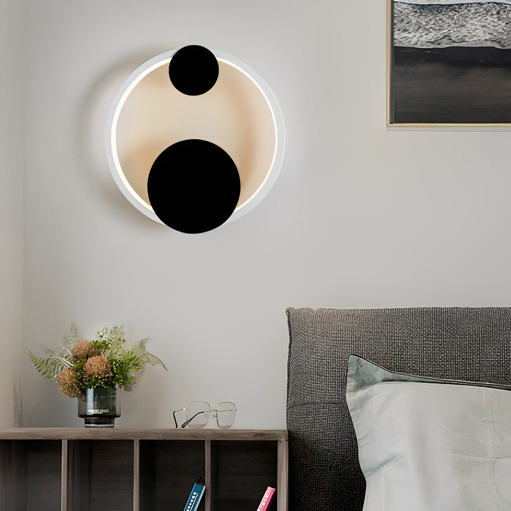 Oval Round LED Wall Sconce Iron Aluminum 3CCT Modern Art Bedroom Living Room Black Gold White