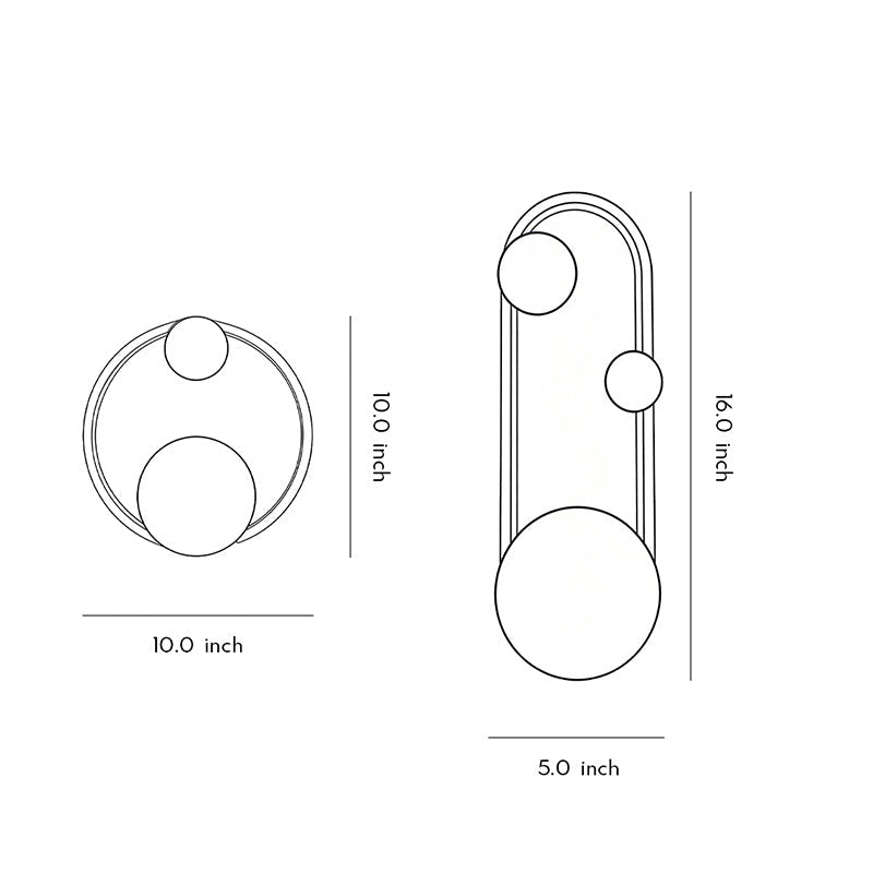 Oval Round LED Wall Sconce Iron Aluminum 3CCT Modern Art Bedroom Living Room Black Gold White