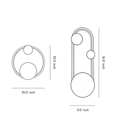 Oval Round LED Wall Sconce Iron Aluminum 3CCT Modern Art Bedroom Living Room Black Gold White