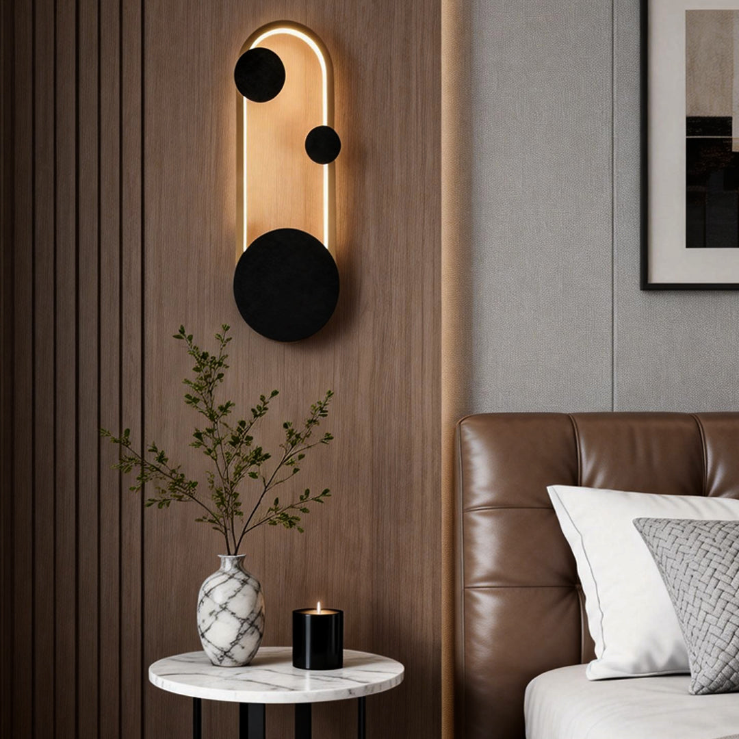 Oval Round LED Wall Sconce Iron Aluminum 3CCT Modern Art Bedroom Living Room Black Gold White