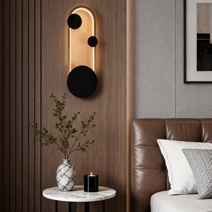 Oval Round LED Wall Sconce Iron Aluminum 3CCT Modern Art Bedroom Living Room Black Gold White