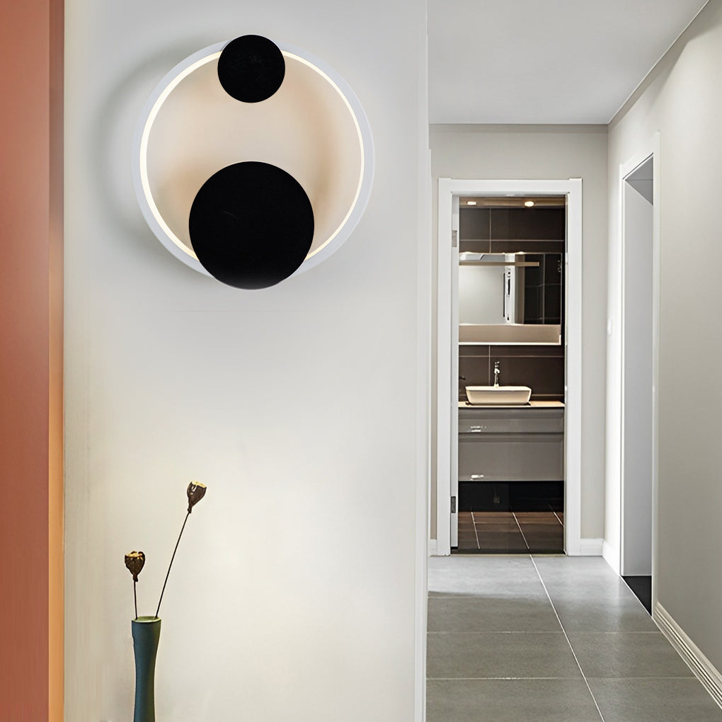 Oval Round LED Wall Sconce Iron Aluminum 3CCT Modern Art Bedroom Living Room Black Gold White