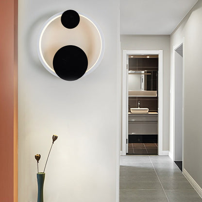 Oval Round LED Wall Sconce Iron Aluminum 3CCT Modern Art Bedroom Living Room Black Gold White