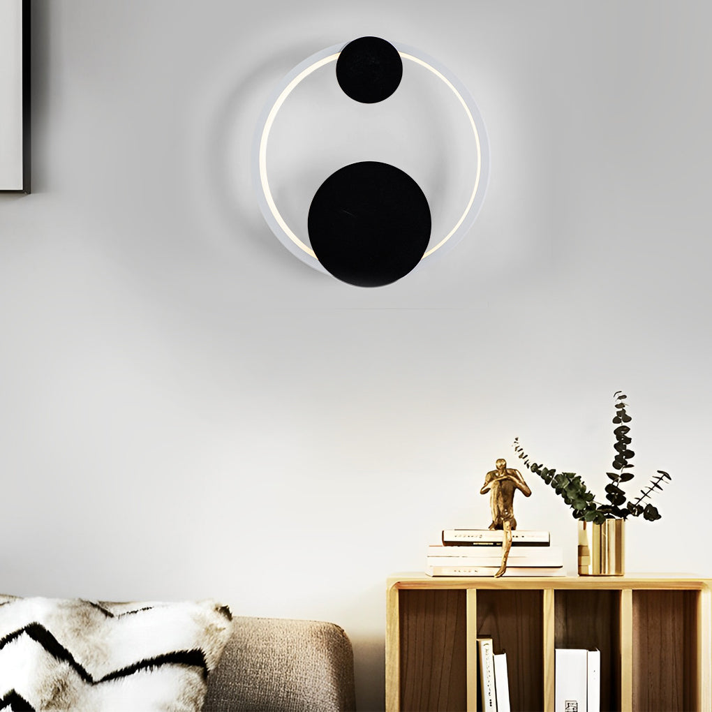 Oval Round LED Wall Sconce Iron Aluminum 3CCT Modern Art Bedroom Living Room Black Gold White