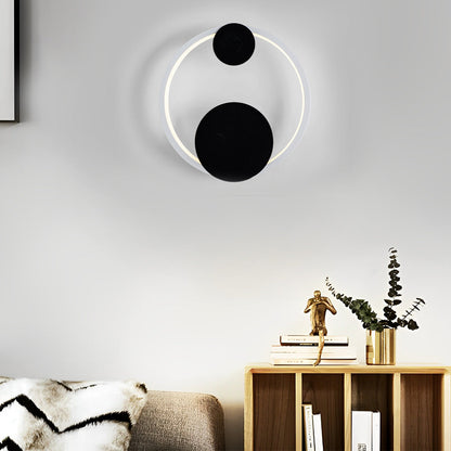 Oval Round LED Wall Sconce Iron Aluminum 3CCT Modern Art Bedroom Living Room Black Gold White