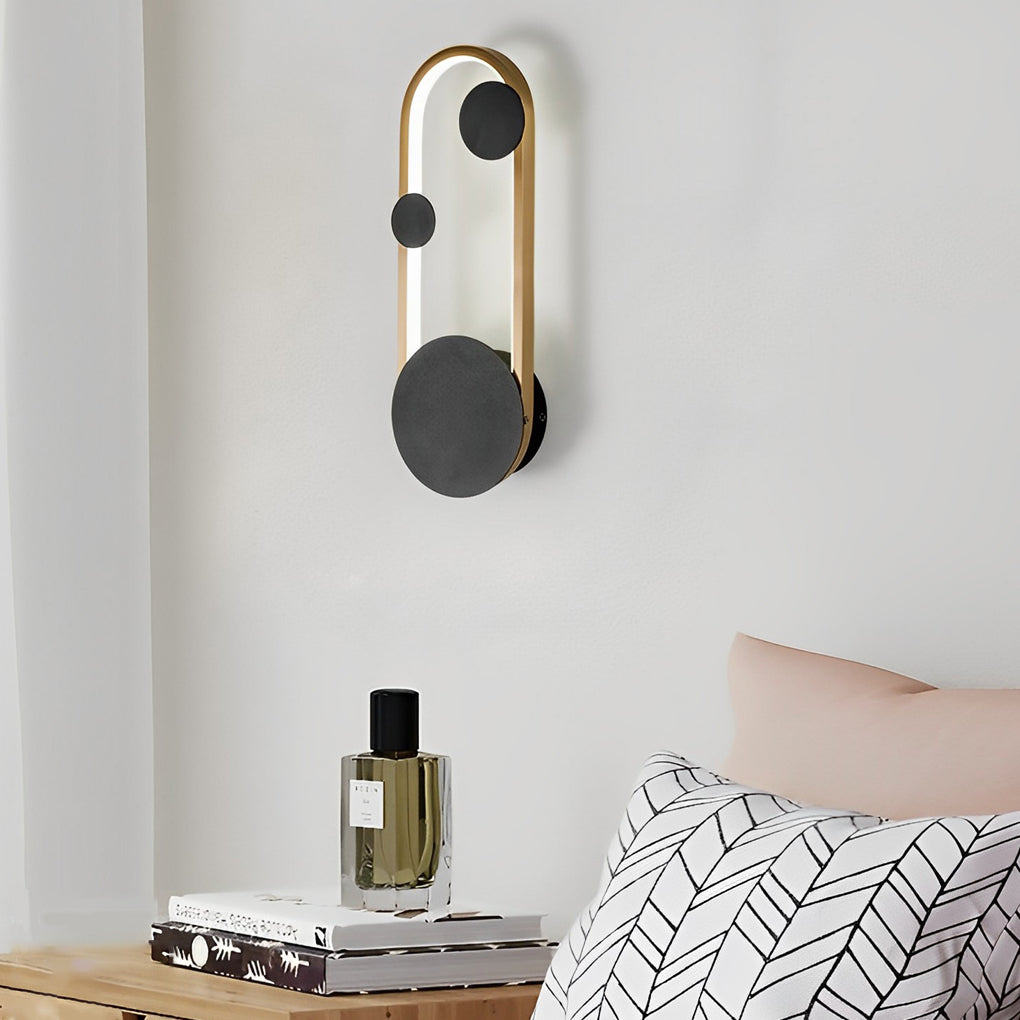 Oval Round LED Wall Sconce Iron Aluminum 3CCT Modern Art Bedroom Living Room Black Gold White