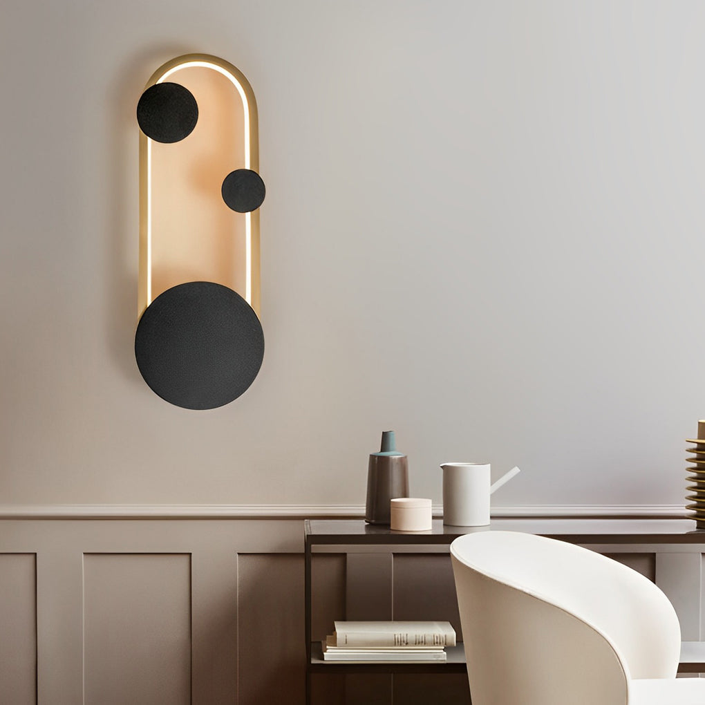 Oval Round LED Wall Sconce Iron Aluminum 3CCT Modern Art Bedroom Living Room Black Gold White