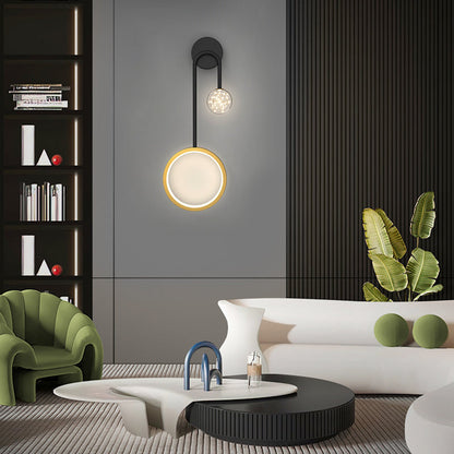 Ring Spotlight LED Wall Sconce 3-Step CCT Black Gold Modern Bedroom Hallway Indoor