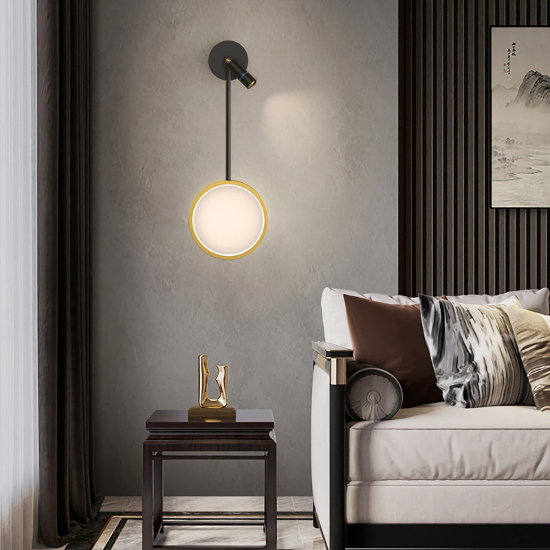 Ring Spotlight LED Wall Sconce 3-Step CCT Black Gold Modern Bedroom Hallway Indoor