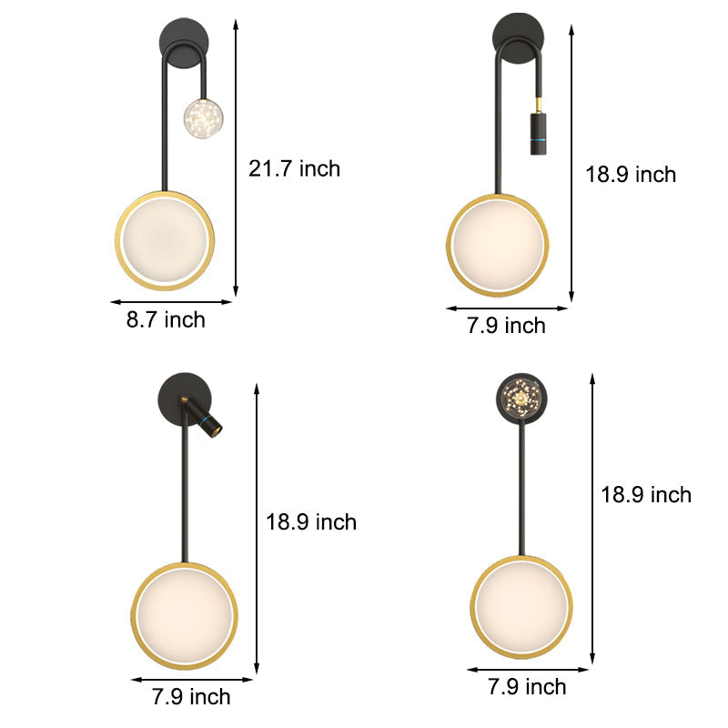 Ring Spotlight LED Wall Sconce 3-Step CCT Black Gold Modern Bedroom Hallway Indoor