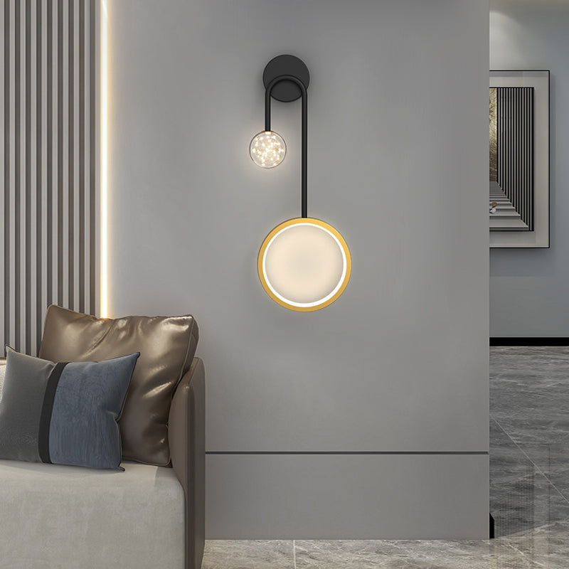 Ring Spotlight LED Wall Sconce 3-Step CCT Black Gold Modern Bedroom Hallway Indoor