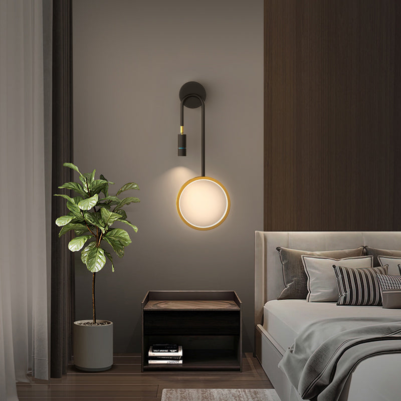 Ring Spotlight LED Wall Sconce 3-Step CCT Black Gold Modern Bedroom Hallway Indoor