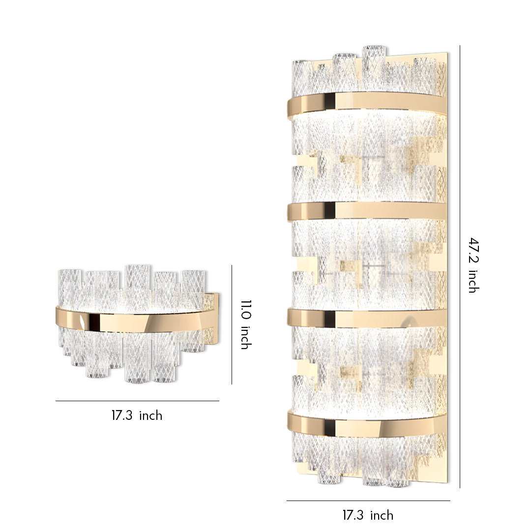Modern Glass Wall Sconce – Stainless Steel Gold LED Crystal Wall Light