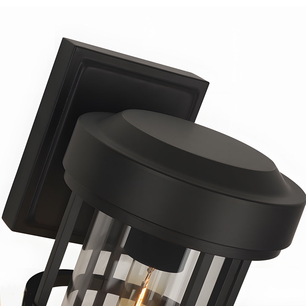 Black Aluminium Outdoor Wall Sconce Glass Lampshade E27 IP54 Nordic Style