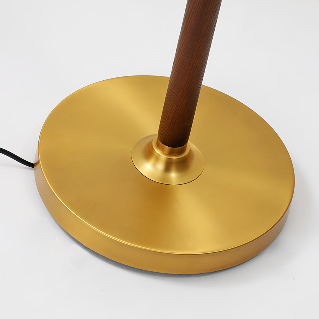 Floor Lamp Walnut Wood Fabric Shade Brass Accent LED American Retro 3 Lighting Modes Warm Neutral Dimmable Remote 62 Inch