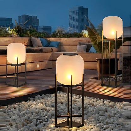 Retro Modern Stainless Steel Lantern LED Outdoor Floor Lamp IP65 Solar/Hardwired E27