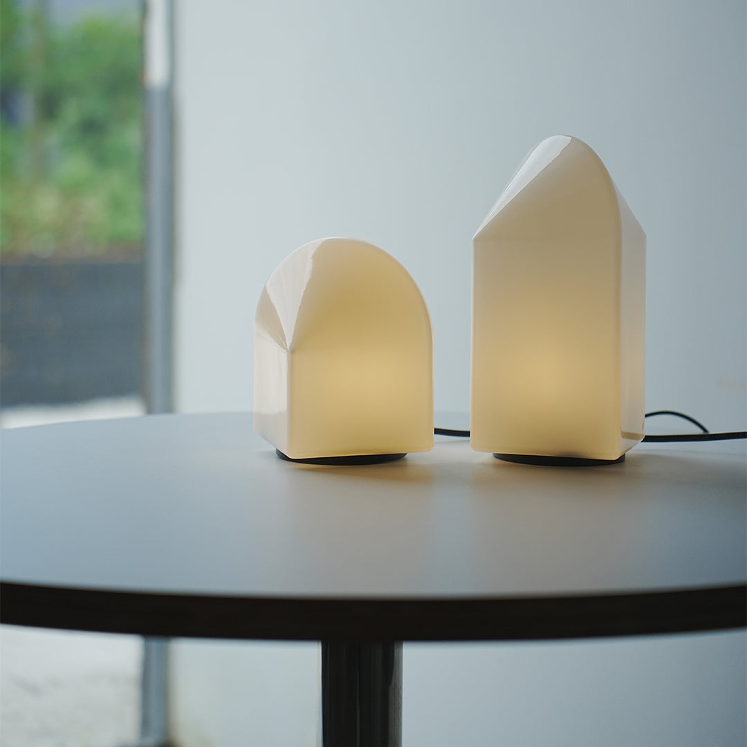 Architectural House Shape Table Lamp White Metal Glass LED Warm Night Light 3W Two Sizes