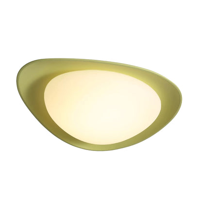 Pebble Shape Full Spectrum Flush Mount Resin Green Beige White Two Sizes