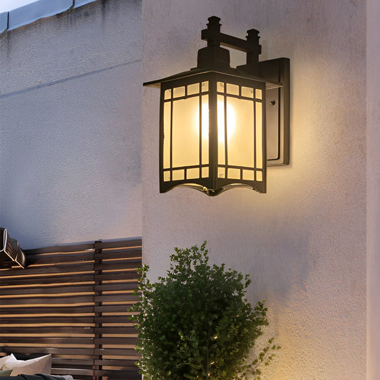 Retro Lantern Wall Sconce Die-Cast Aluminum Glass Solar or Hardwired IP55 3000K Black Bronze Copper Garden