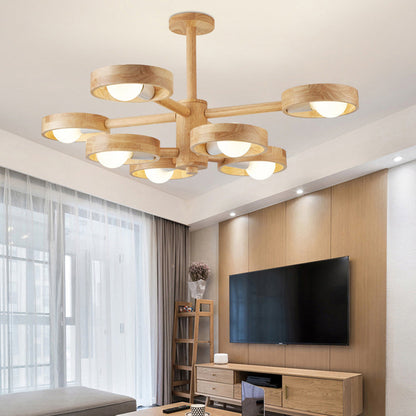 Rubberwood Branch Chandelier Scandinavian E27 3 5 6 8 Light